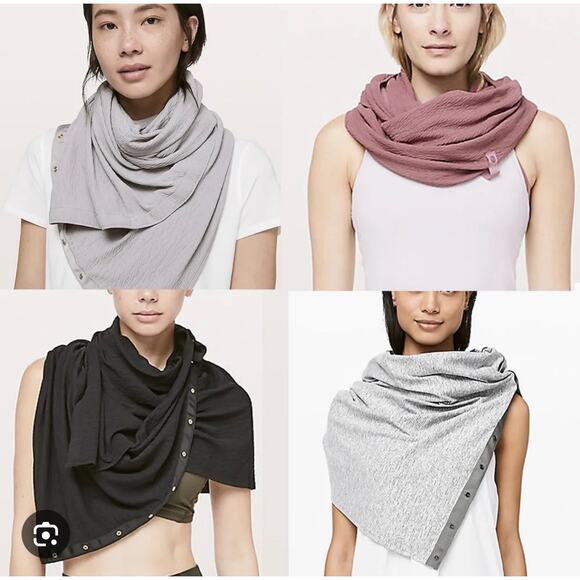 lululemon athletica Accessories - Lululemon Vinyasa Wrap Scarf 2 Set Gray Black One Size Herringbone Heathered EUC